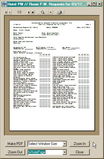 Room Maintenance Work Order